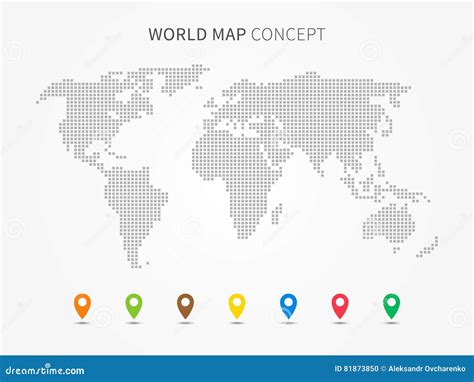 World Map Infographic with Colorful Pointers Vector Illustration Stock ...