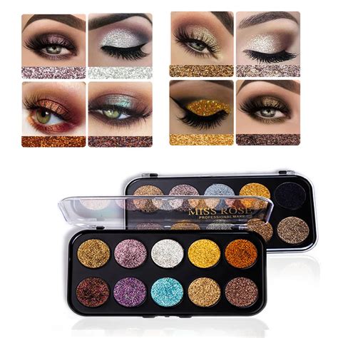 10 Colors Matte Glitter Diamond Eye Shadow Long lasting Glitter Eyeshadow Brighten Powder ...