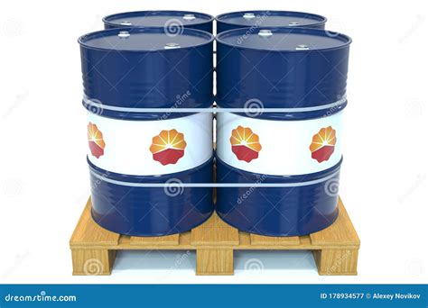 Steel Drums or Industrial Barrels with PETROCHINA Logo Ready for Transportation on the Pallet ...