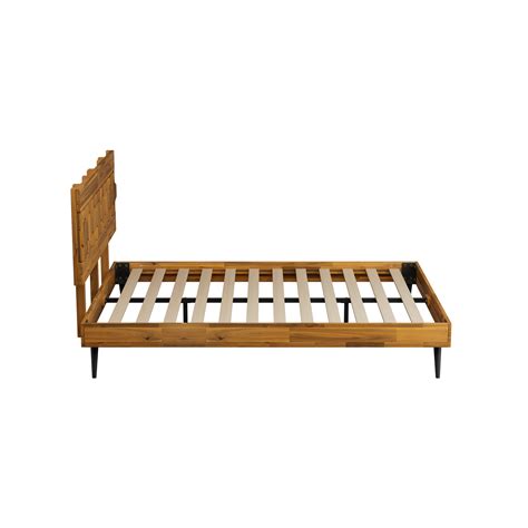 Aile Patronza Queen Solid Wood Bed Frame, Platform Bed, Rhombus Pattern ...