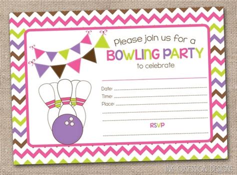 Printable Girls Bowling Party Invitation by InkObsessionDesigns