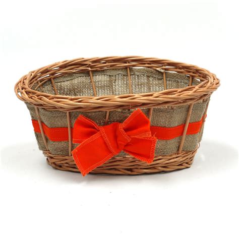 empty wicker gift basket ribbon by prestige wicker | notonthehighstreet.com