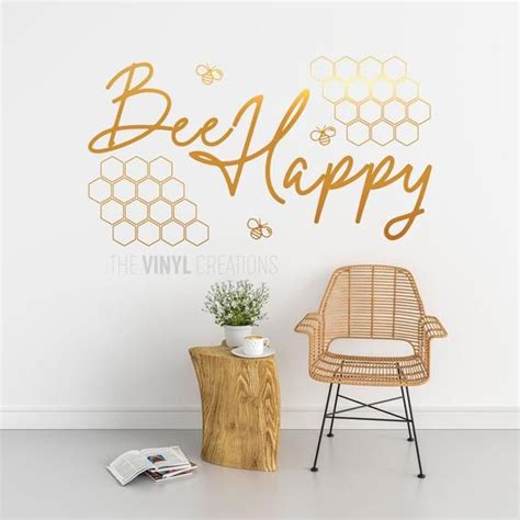 Bee Happy Wall Art Bee Wall Decor Bee Wall Sticker Bee - Etsy | Api ...