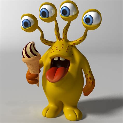 Cute yellow monster rigged 3D - TurboSquid 1478656