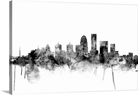 Louisville Kentucky City Skyline Wall Art, Canvas Prints, Framed Prints ...