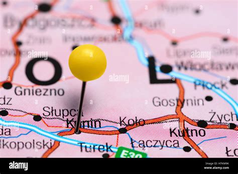 Konin pinned on a map of Poland Stock Photo - Alamy