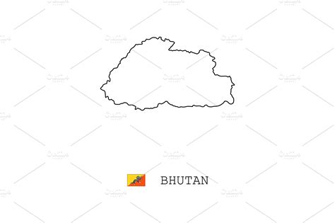 Bhutan vector map outline, line | Graphic Objects ~ Creative Market