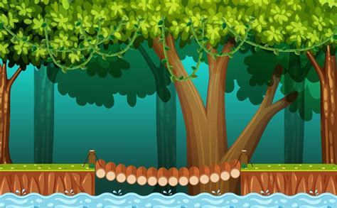 The Wooden Bridge in Forest 294534 Vector Art at Vecteezy