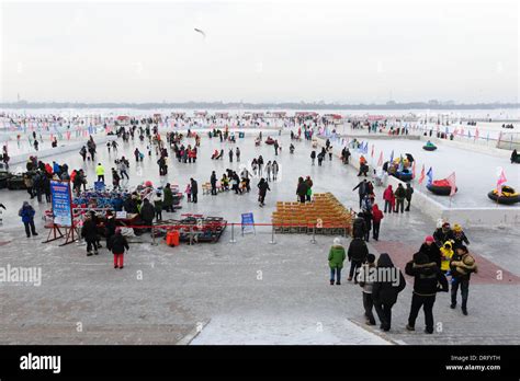 Winter fun on the frozen Songhua river. Harbin, China Stock Photo - Alamy