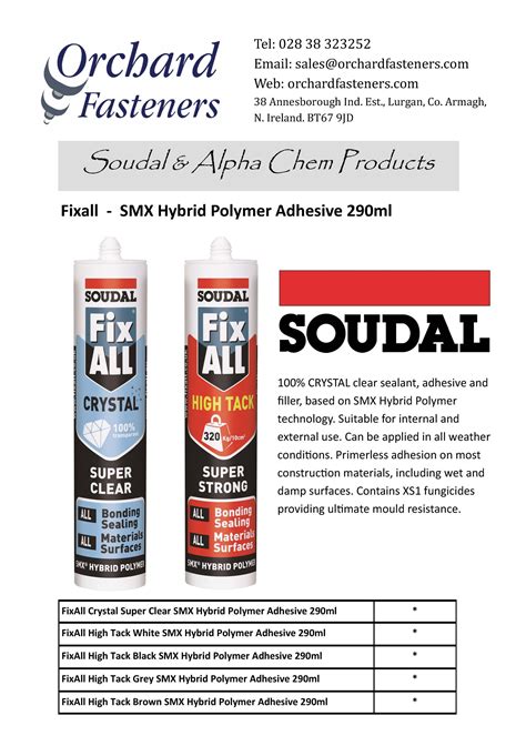 Fixall - SMX Hybrid Polymer Adhesive 290ml - Orchard Fasteners