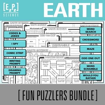 Earth Science Activity Bundle | Science Puzzle Challenges and Word Games