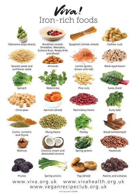 Iron rich foods wallchart | Viva! Health | Foods with iron, Foods high in iron, Iron rich foods