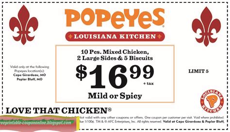 Popeyes Coupons Printable 2024