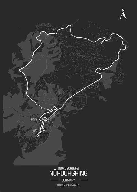 Nürburgring, Nordschleife, German Grand Prix. Formula 1 Race Track Poster | Racing circuit ...