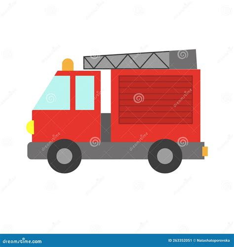 Vector Illustration of a Toy Car in a Flat Style. Icon of a Fire Truck. Logo Design Stock Vector ...