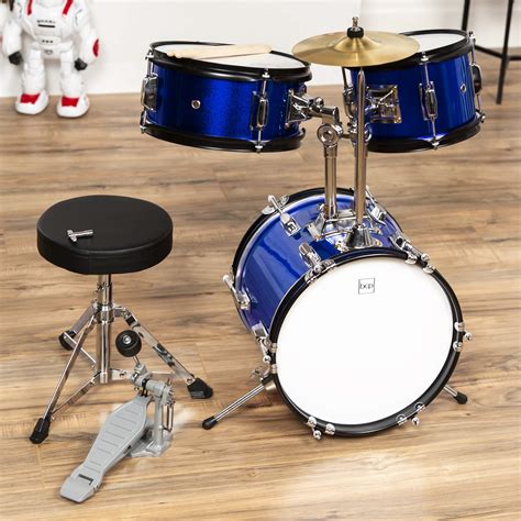 Best Choice Products 3-Piece Kids Beginner Drum Set With Cushioned Stool, Drum Pedal, Blue on ...