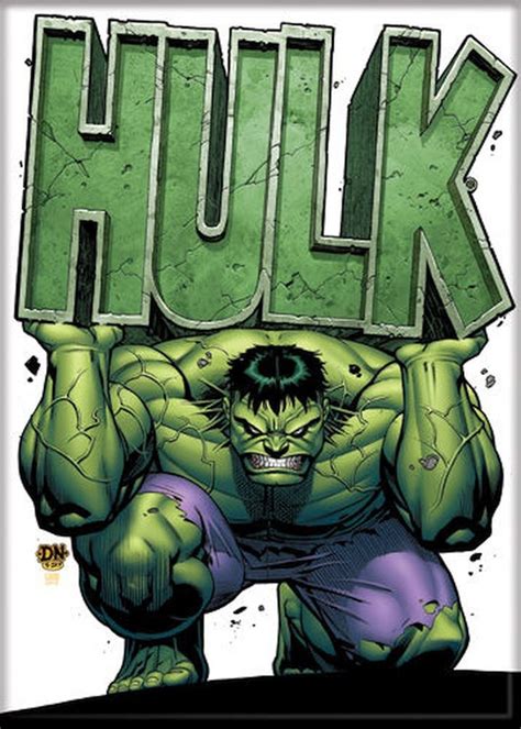 Buy Ata-Boy Marvel Comics© The Incredible Hulk Holding Name 2.5" x 3.5" Magnet for Refrigerators ...