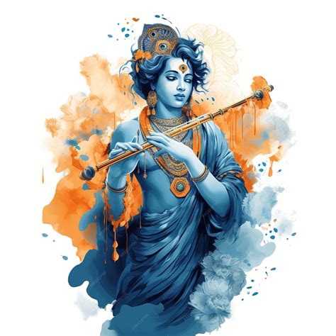 Premium AI Image | Lord Krishna and playing flute on the occasion of ...