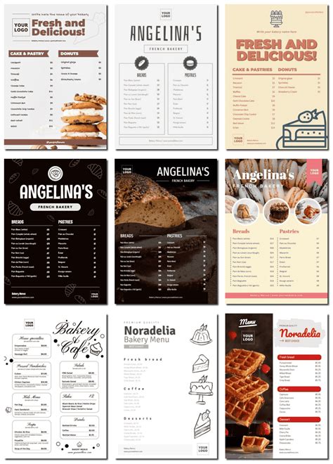 Free Bakery Menu Templates Online