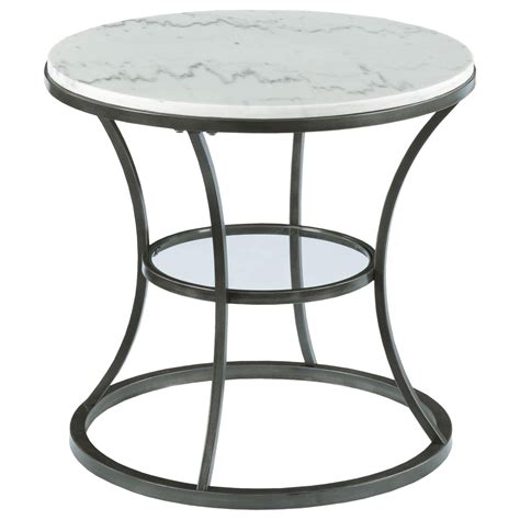 Hammary Impact Round End Table with Marble Top and Glass Shelf | Crowley Furniture & Mattress ...