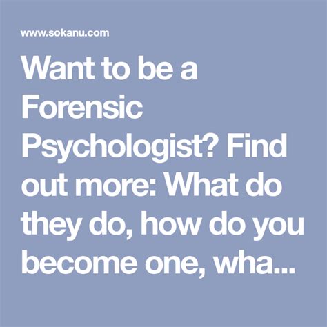 How to become a forensic psychologist - CareerExplorer | Forensics ...