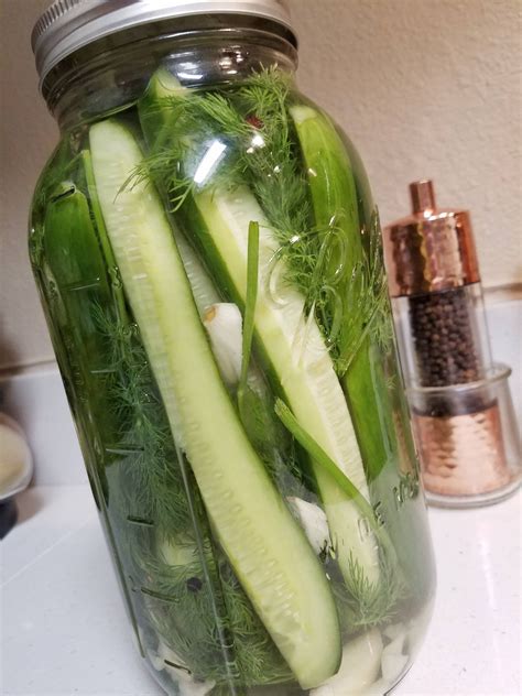 My first ever batch of pickles! Fresh cukes from the farmers market this morning. Just a simple ...