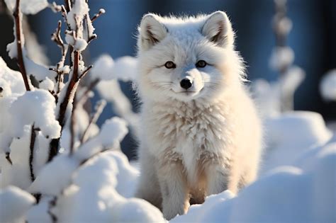 Premium Photo | Arctic fox cub Vulpes lagopus in autumn snow