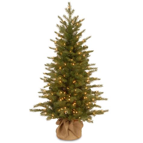 Find the 4ft. Pre-Lit Feel Real® Nordic Spruce Small Artificial Christmas Tree In Burlap, Clear ...