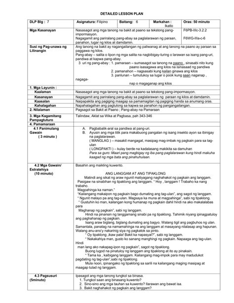 Detailed Lesson Plan Sa Pang Abay Na Pamaraan - ligtas abay