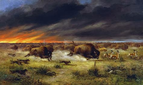 Herd of Buffalo Painting by Meyer Straus