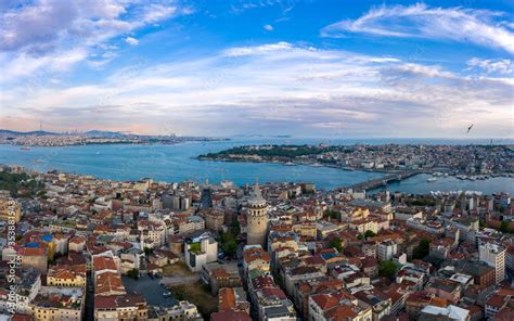 An Aerial view of Istanbul Bosphorus with a cloudy sky. Shot by a drone. Stock Photo | Adobe Stock