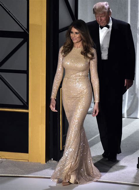 Melania Trump in Reem Acra at the Candlelight Dinner Before Inauguration Day 2017 | Vogue