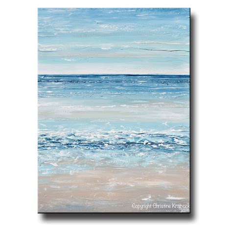 Giclee Print Art Blue Abstract Painting Canvas Art Beach Coastal Decor – Contemporary Art by ...