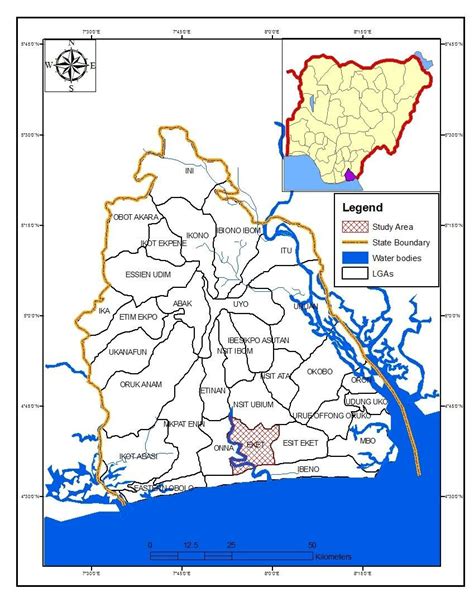 Map of Akwa Ibom State showing the 31 Local Government Areas | Download ...