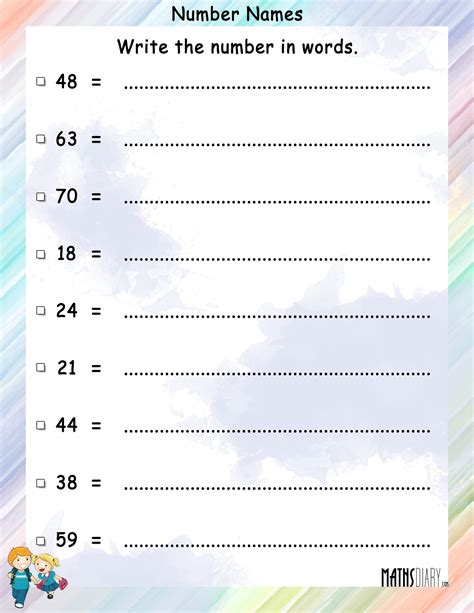 Write Numbers in words - Math Worksheets - MathsDiary.com