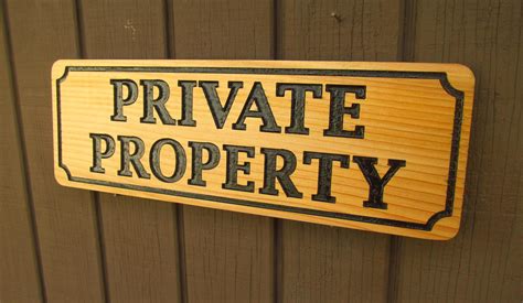 Private Property Carved Cedar Wood Sign - Custom Signs