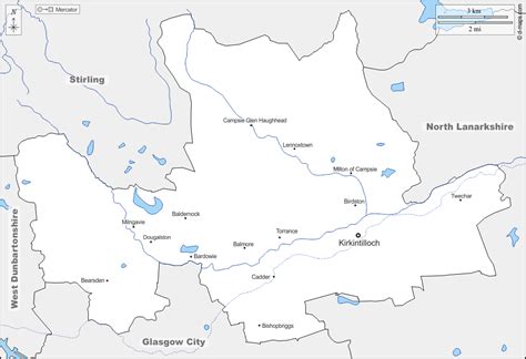 East Dunbartonshire free map, free blank map, free outline map, free base map boundaries ...