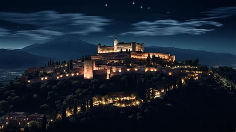 Premium AI Image | Night view of Alhambra