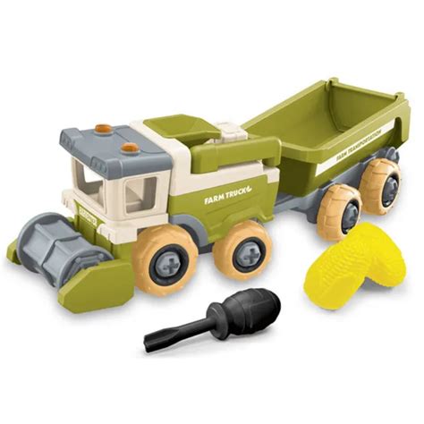 TAKE APART FARM Tractor Trailer Harvester Toy Towing Corns Transport Toys Set $18.83 - PicClick