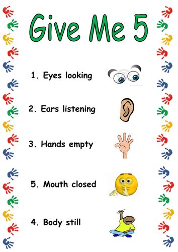 Give me 5 poster by Humii - Teaching Resources - Tes