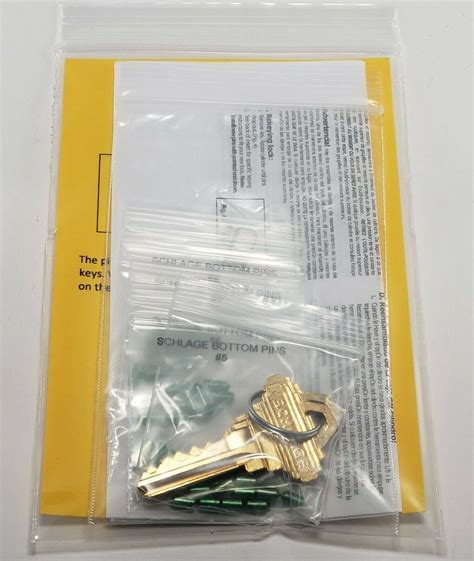 Schlage Rekey Kit 10 Locks 5-Pin Key SC1 Bottom Pins With Factory Cut Keys