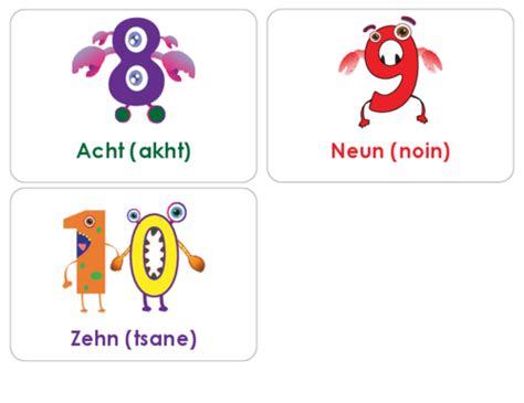 German Numbers Flashcards 8 – 10 - KidsPressMagazine.com