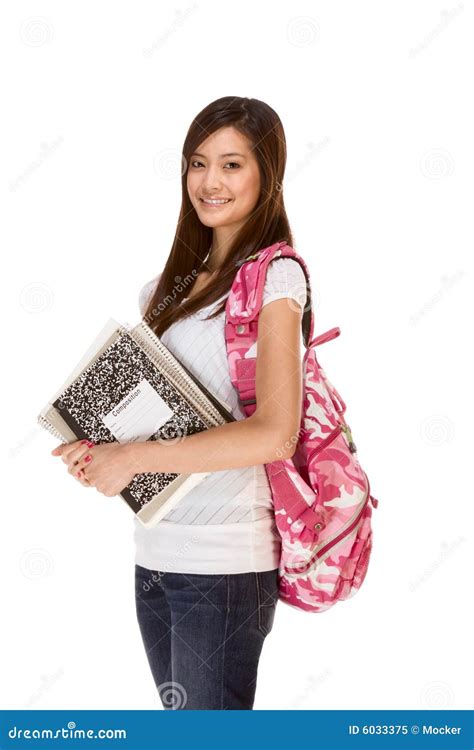 Asian Student in Jeans with Backpack, Notebooks Stock Image - Image of ethnicity, asian: 6033375