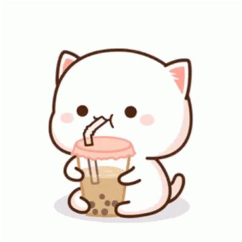 Peach Cat Boba Tea GIF - PeachCat BobaTea MilkTea - Discover & Share GIFs Cute Anime Cat, Cute ...