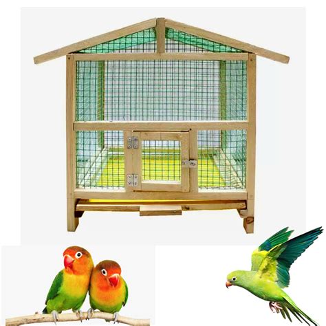 Ammaieesan organic wood love birds cage - Small Size in wood and Clay Sparrow House Cockatiel ...