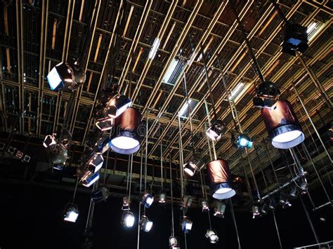 Grid Lights Inside The TV Studio Stock Photo - Image of industry, blue ...