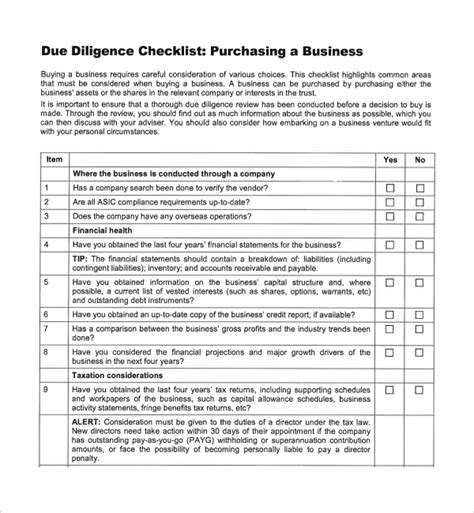 Business Acquisition Due Diligence Checklist Approved Contractors List Template | Venzero