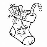 Coloring Page Outline Of Cartoon Christmas Boot Or Sock With Gifts And  sketch template