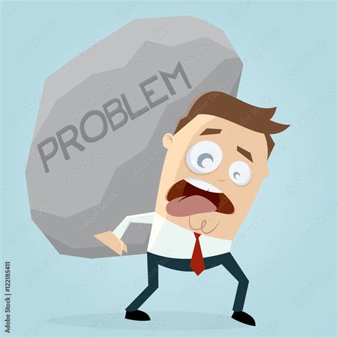 clipart of businessman carrying a big problem rock Stock Vector | Adobe ...