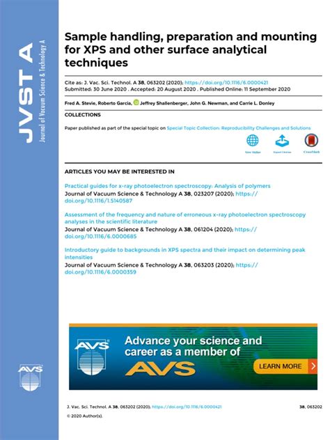 Sample Handling XPS | PDF | X Ray Photoelectron Spectroscopy | Sputtering